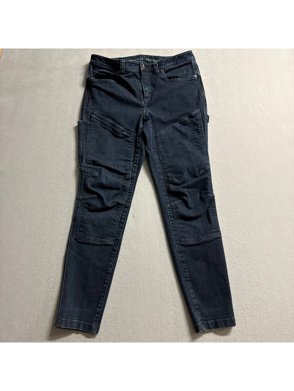 Duluth Trading Co Womens 10 Regular Curvesetter Waistband Dark Wash Utility